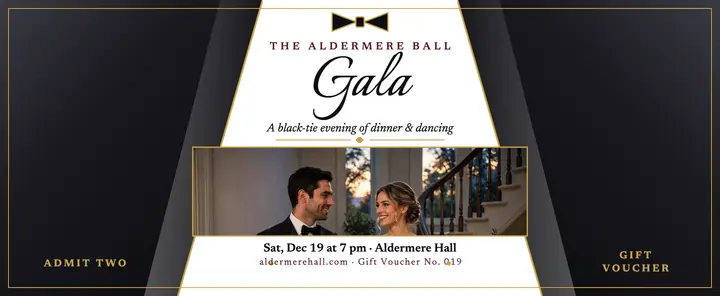 Aldermere Ball black-tie gala voucher template