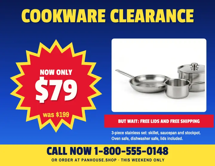 Panhouse cookware clearance flyer: cookware sale flyer template