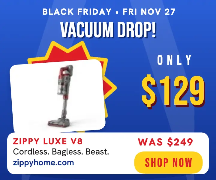 Zippy Luxe V8 vacuum drop ad: vacuum drop ad template