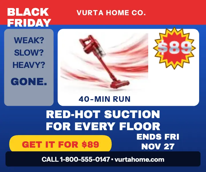 Vurta stick vacuum Black Friday rectangle ad template