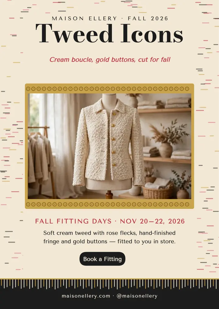 Maison Ellery tweed icons fall flyer template