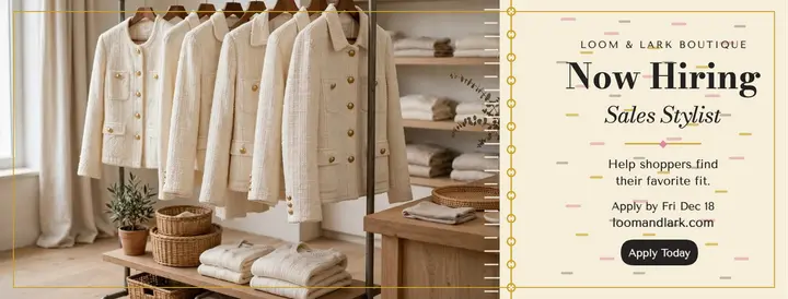 Loom and Lark boutique stylist hiring cover template