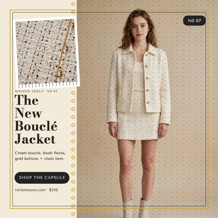 Maison Verla tweed capsule boutique post template