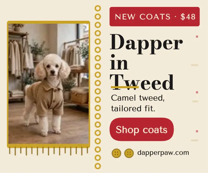 Dapperpaw Boutique tweed coat ad template