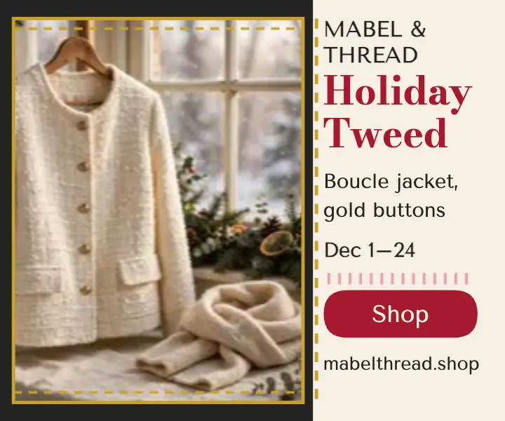 Mabel and Thread holiday tweed ad template