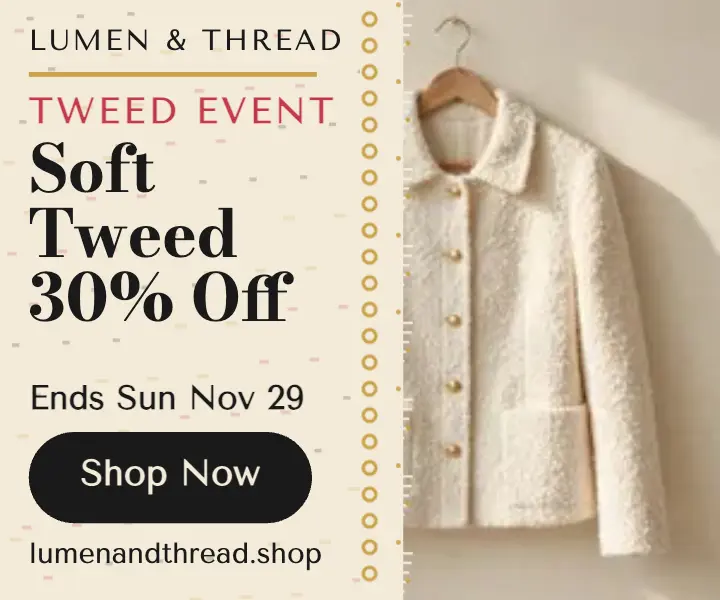 Lumen and Thread tweed jacket sale ad template