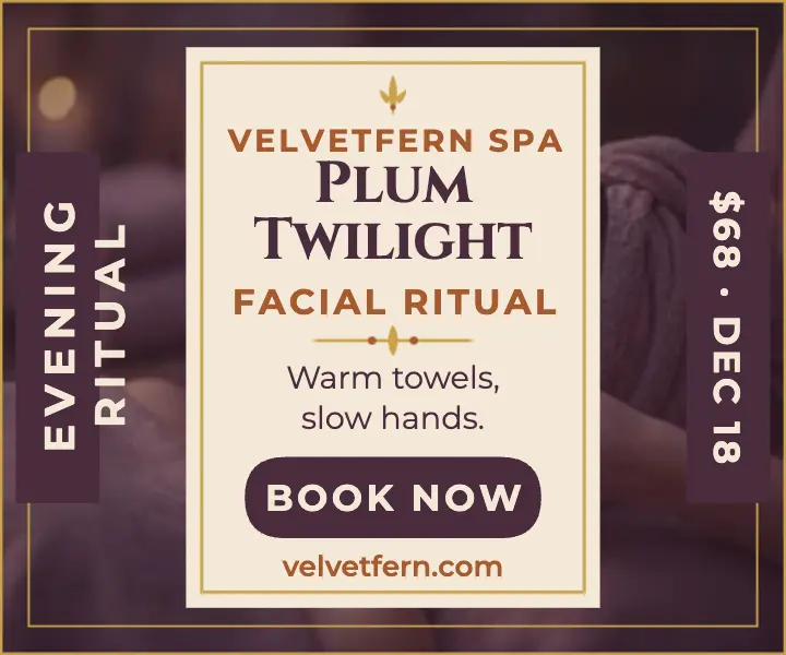 Velvetfern twilight facial ritual ad template