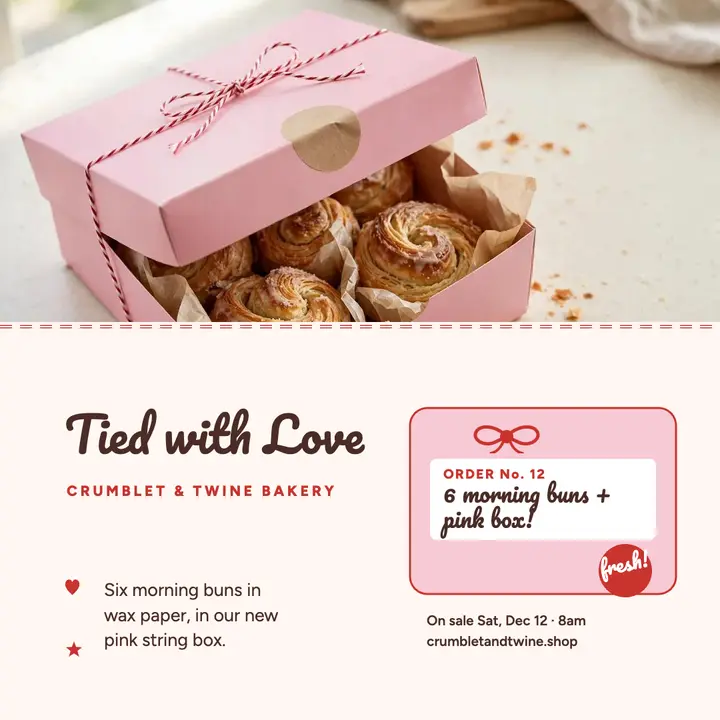 Crumblet and Twine pastry box launch template