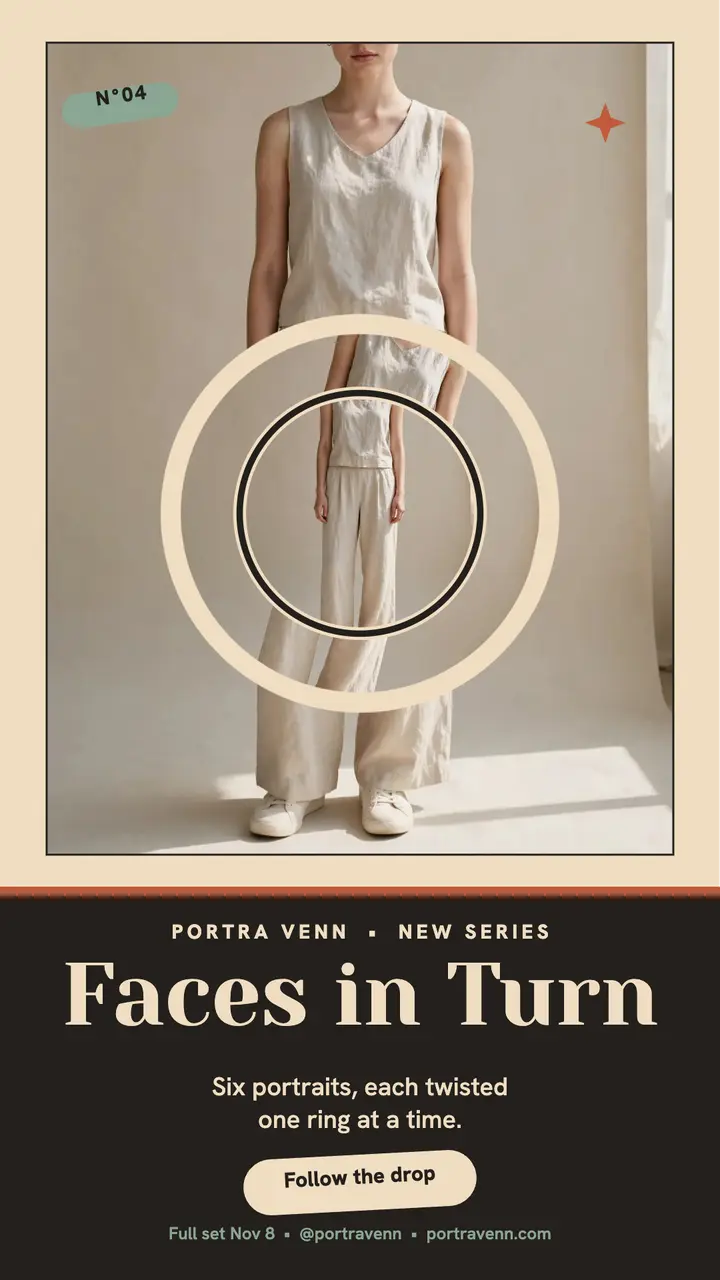 Portra Venn twisted rings portrait story template