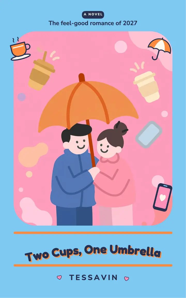 Two Cups, One Umbrella rom-com ebook cover: romance ebook cover template