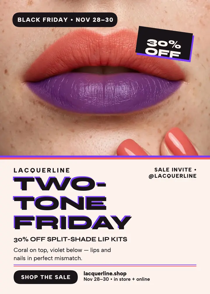 Lacquerline two-tone Friday sale invite template