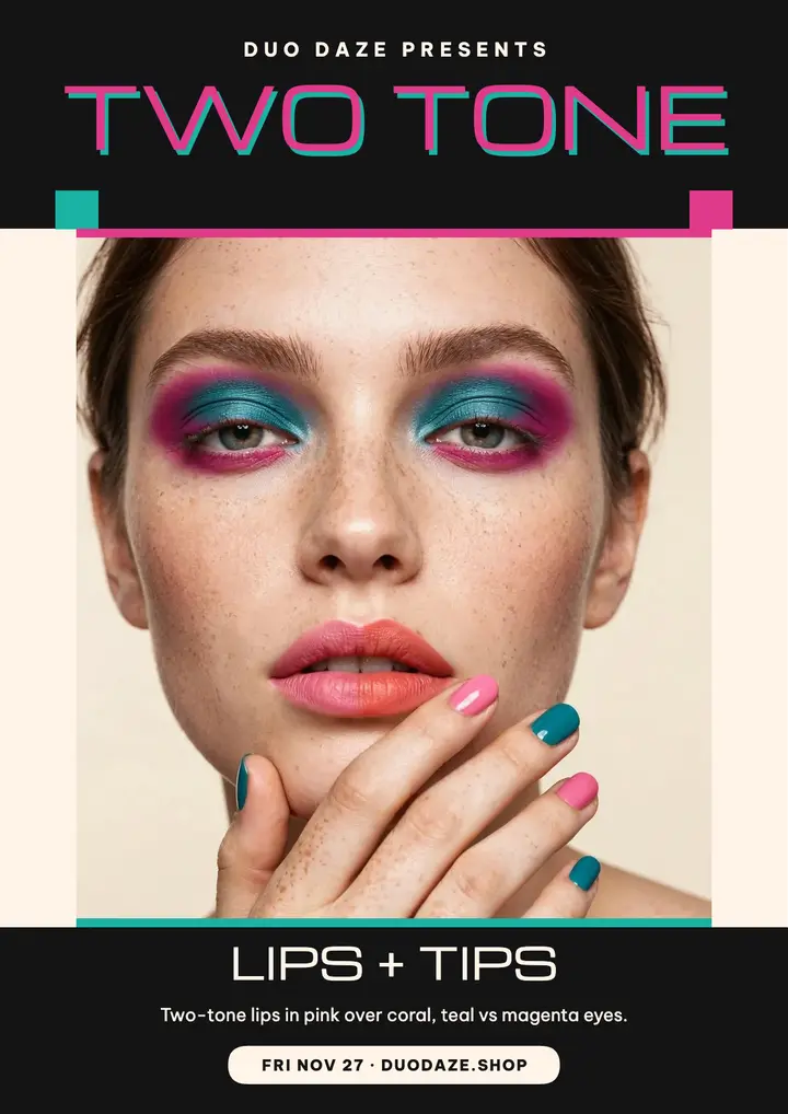 Duo Daze two-tone lips launch flyer template