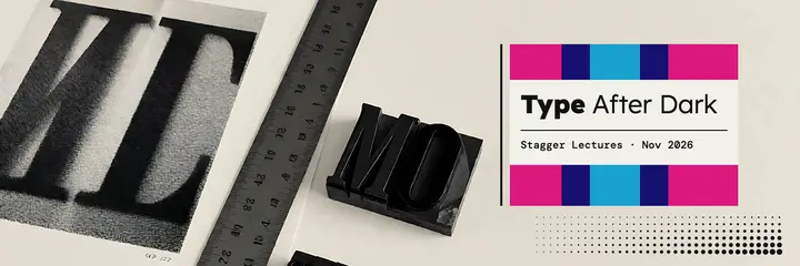Type After Dark lecture series header, Swiss New Wave template