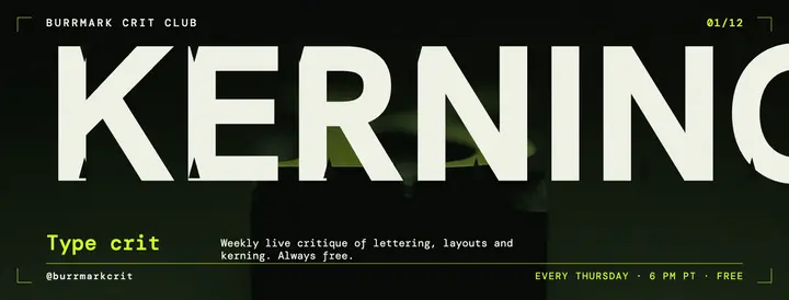Burrmark Crit Club type critique cover: type critique community cover template