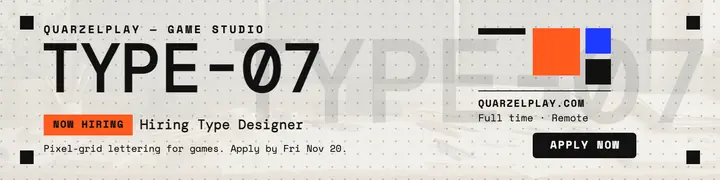 Quarzelplay type designer hiring banner template