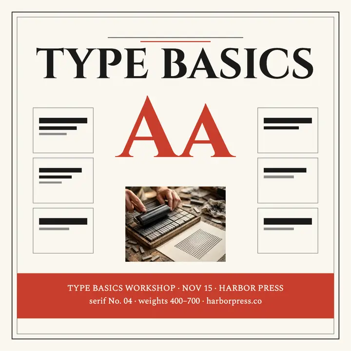 Type Basics workshop specimen cover template