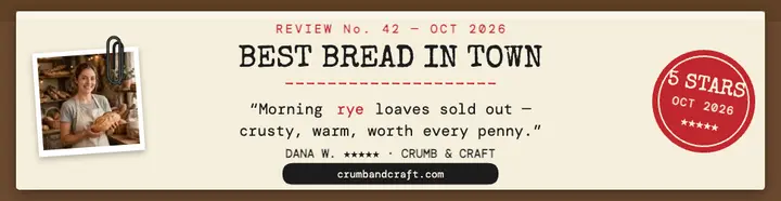 Crumb and Craft typed review billboard template