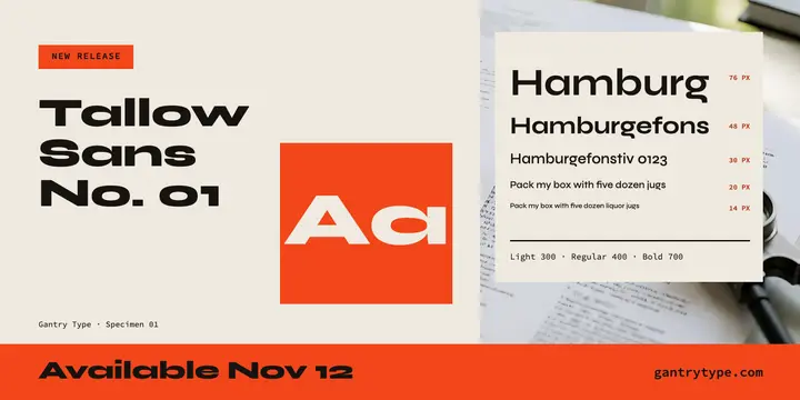 Tallow Sans typeface launch specimen post: typeface launch post template