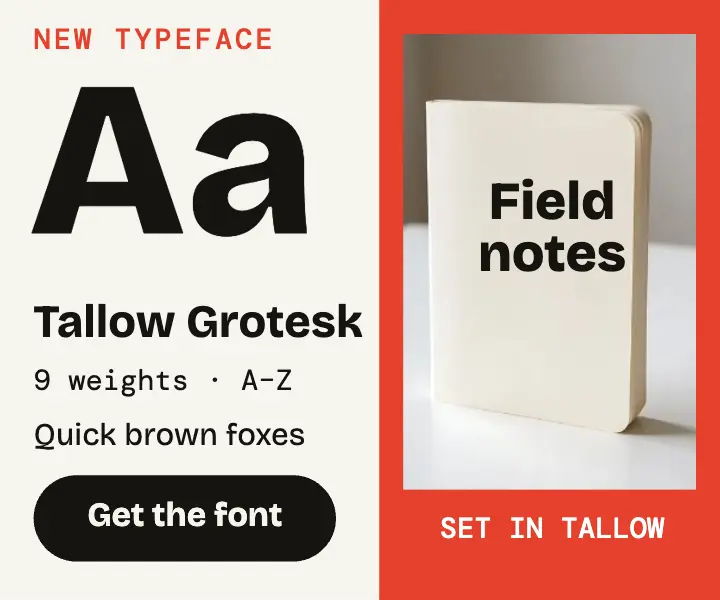 Tallow Grotesk typeface release ad template