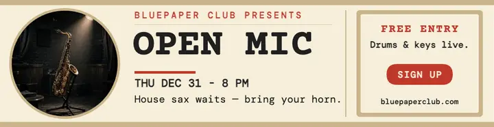 Bluepaper Club open mic typewriter billboard template