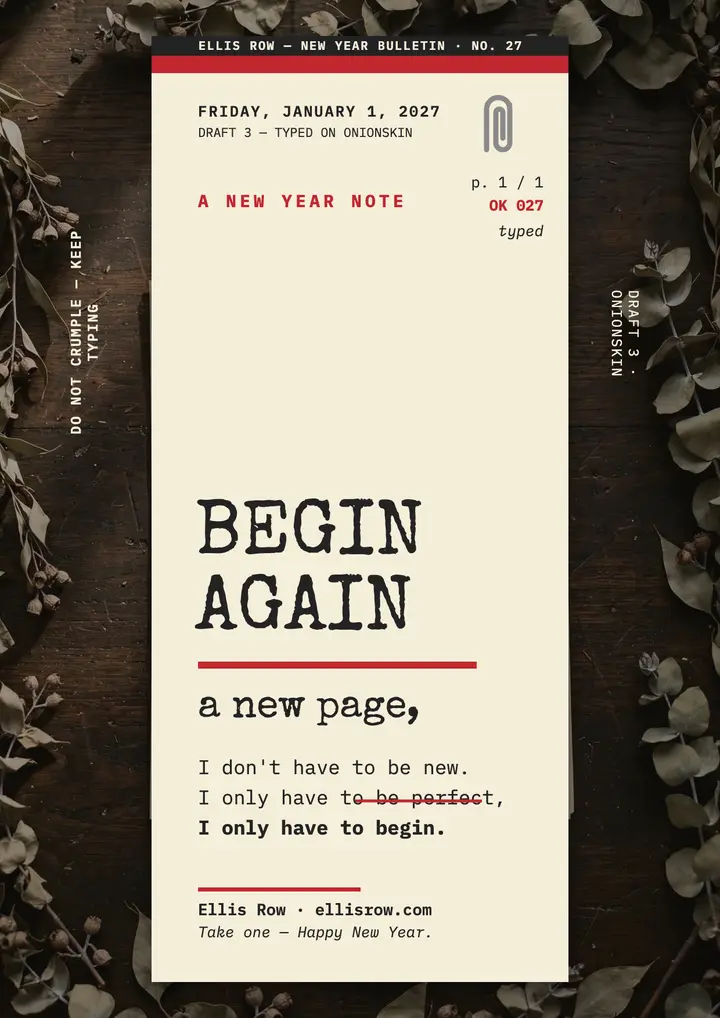 Begin Again New Year quote flyer, Ellis Row: new year affirmation flyer template