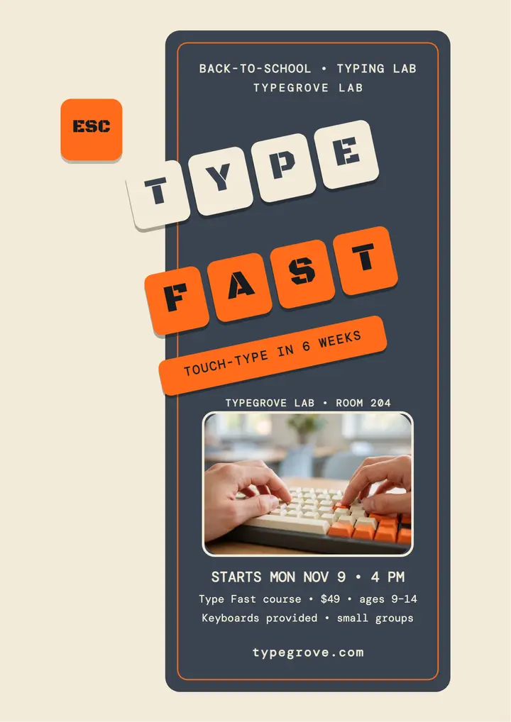 Typegrove typing lab keycap flyer template