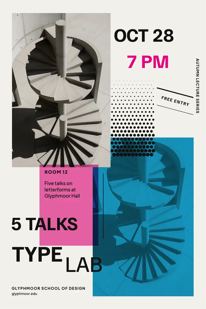 Type Lab autumn lecture series poster, Swiss New Wave template