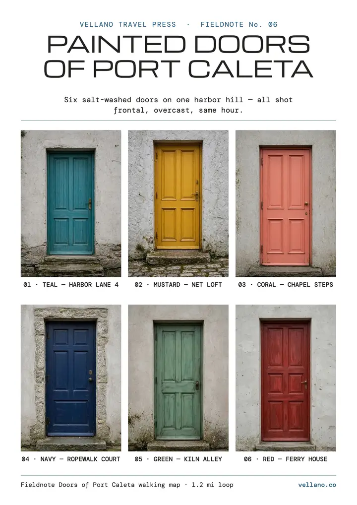 Painted doors of Port Caleta typology poster template