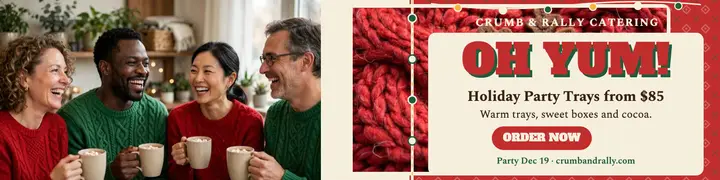 Crumb and Rally holiday catering banner: holiday catering banner template