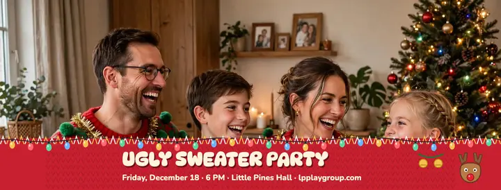 Little Pines ugly sweater party cover: ugly sweater party cover template