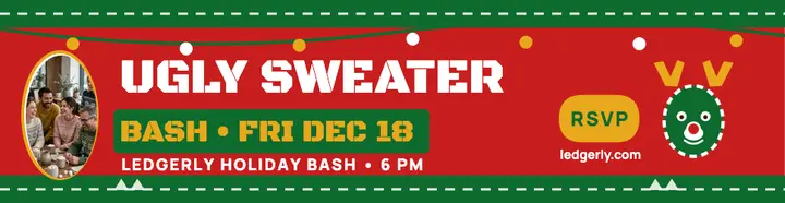 Ledgerly ugly sweater party billboard template