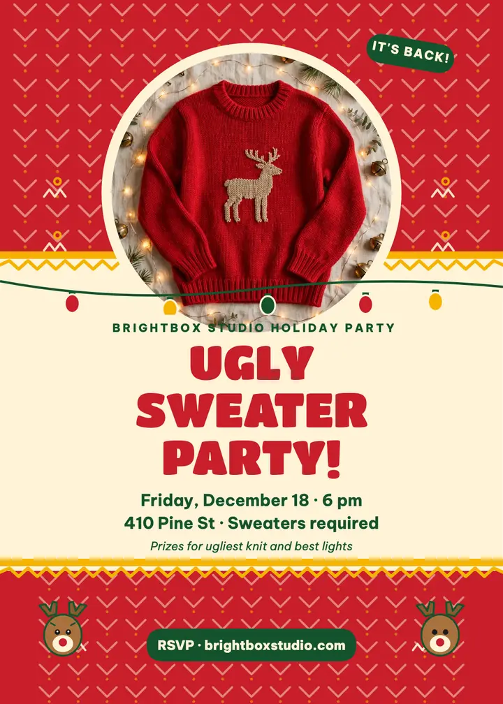 Brightbox ugly sweater party invitation template