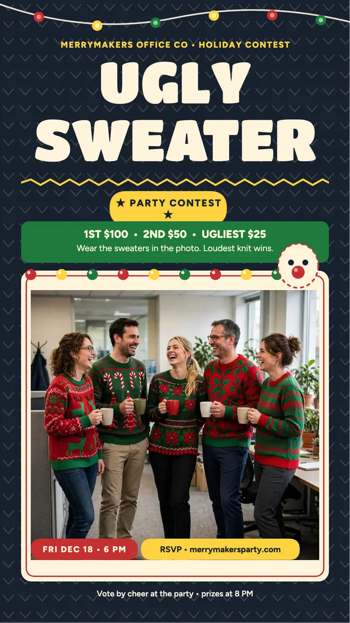Merrymakers ugly sweater party story template