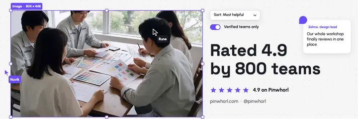 Pinwhorl 4.9 rating review X header template