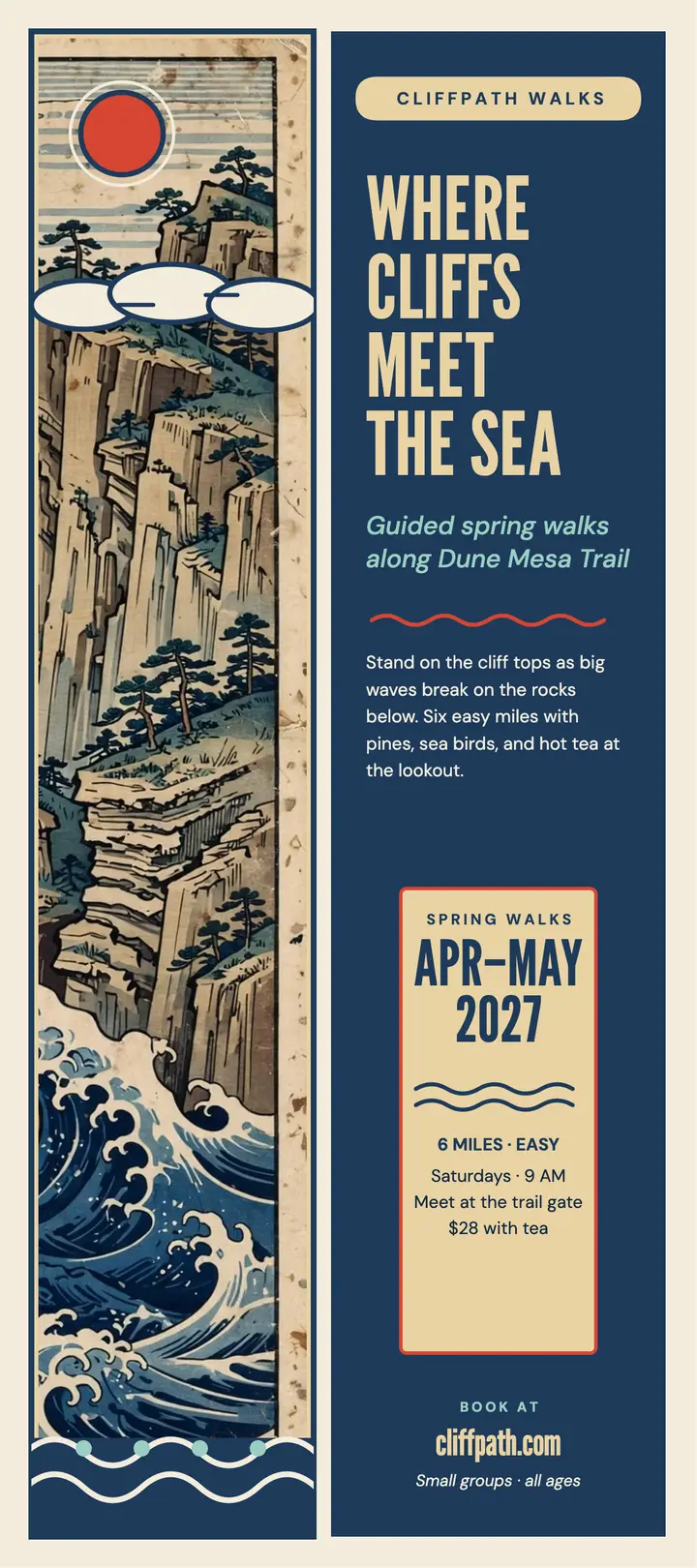 Cliffpath Walks cliff rack card: cliff walk rack card template
