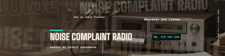 Noise Complaint Radio podcast LinkedIn cover, grunge type template