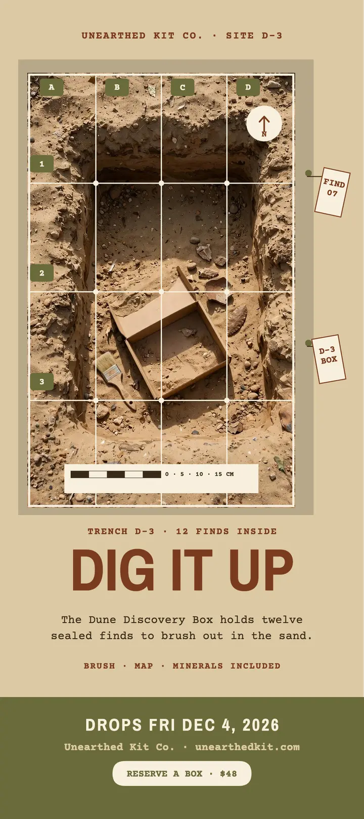Unearthed discovery kit rack card template
