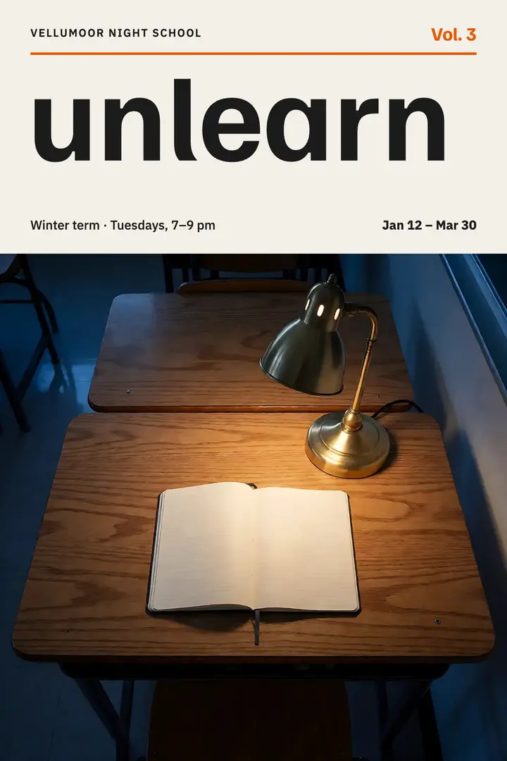 Unlearn night classes paperback grid poster template