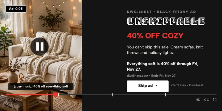 Dwellnest unskippable couch sale post template
