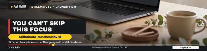 Stillminute focus timer launch banner: app launch banner template