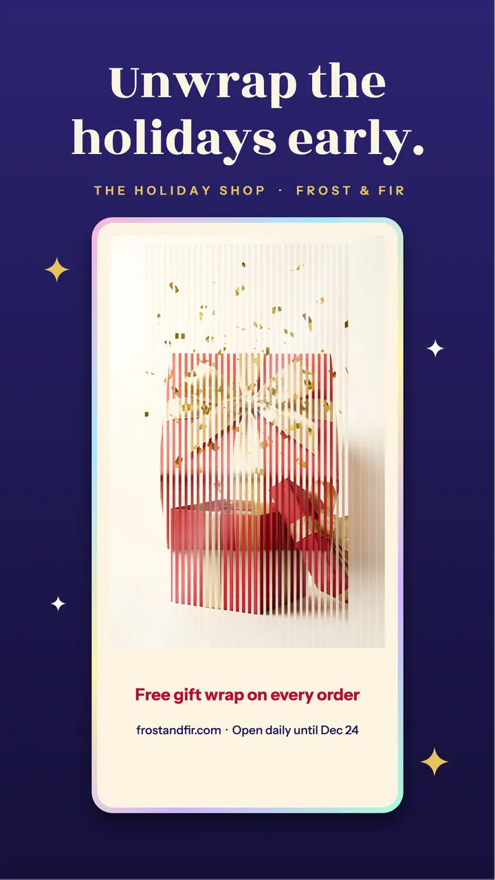 Frost & Fir unwrap the holidays template