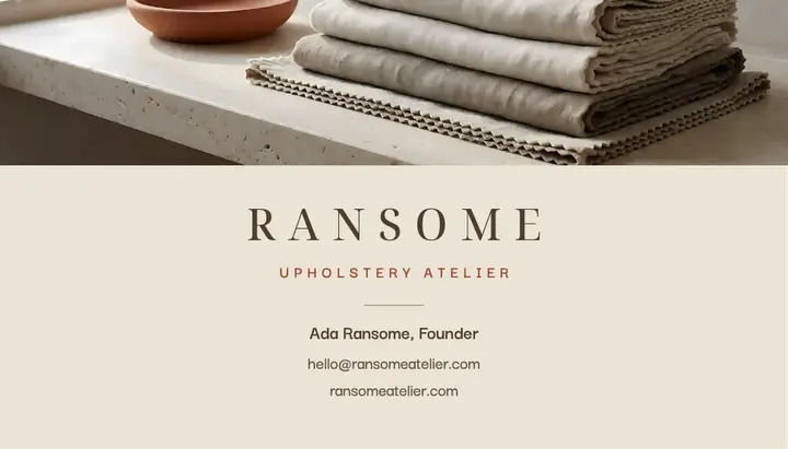 Ransome upholstery atelier card template