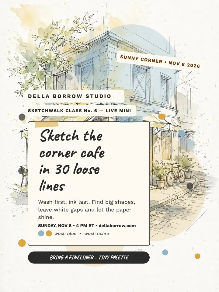 Sketch the corner cafe mini-class portrait template