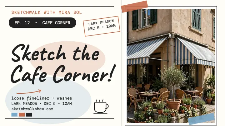 Cafe corner sketch workshop thumbnail template