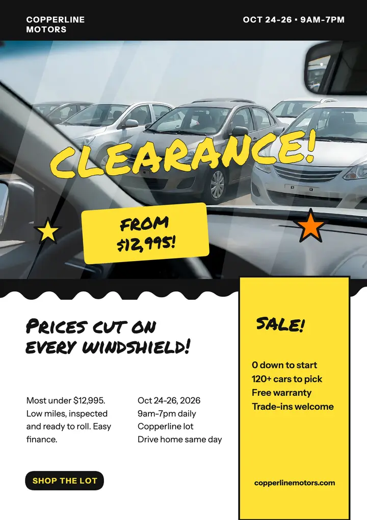 Copperline Motors clearance marker flyer template