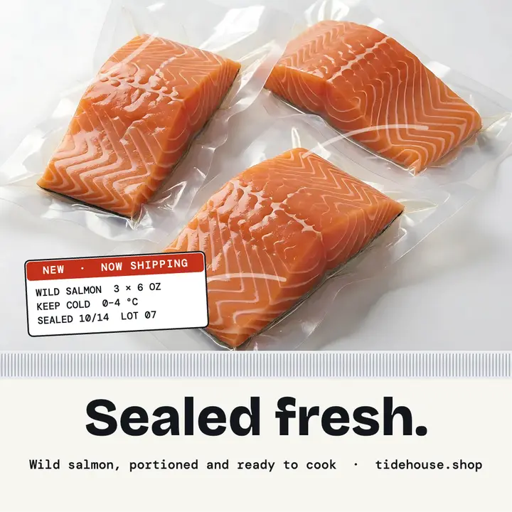 Vacuum-sealed salmon portions square post template