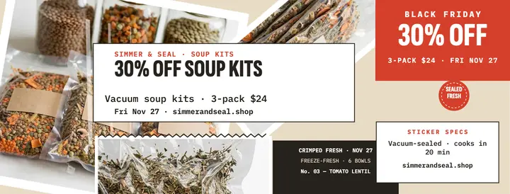 Simmer and Seal Black Friday soup cover template