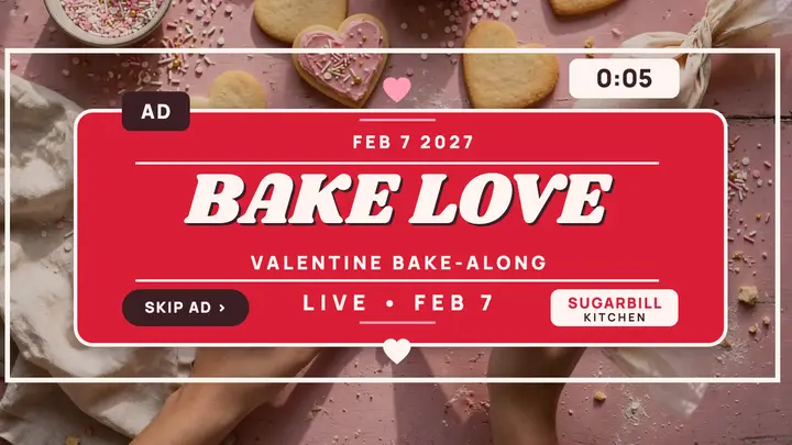 Sugarbill Kitchen bake-along ad thumbnail template