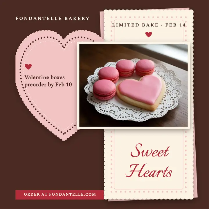 Valentine bakery box preorder post, paper lace doily template
