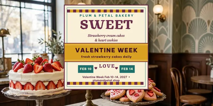 Plum and Petal Valentine bakery week post template